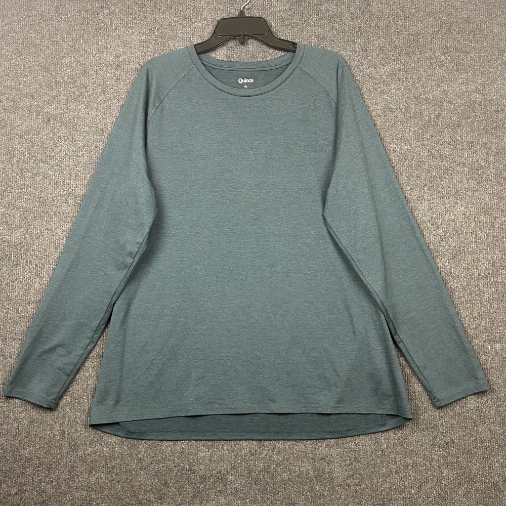 Quince Top Flowknit Breeze Performance Long Sleeve Tee XL Navy Pullover Crew